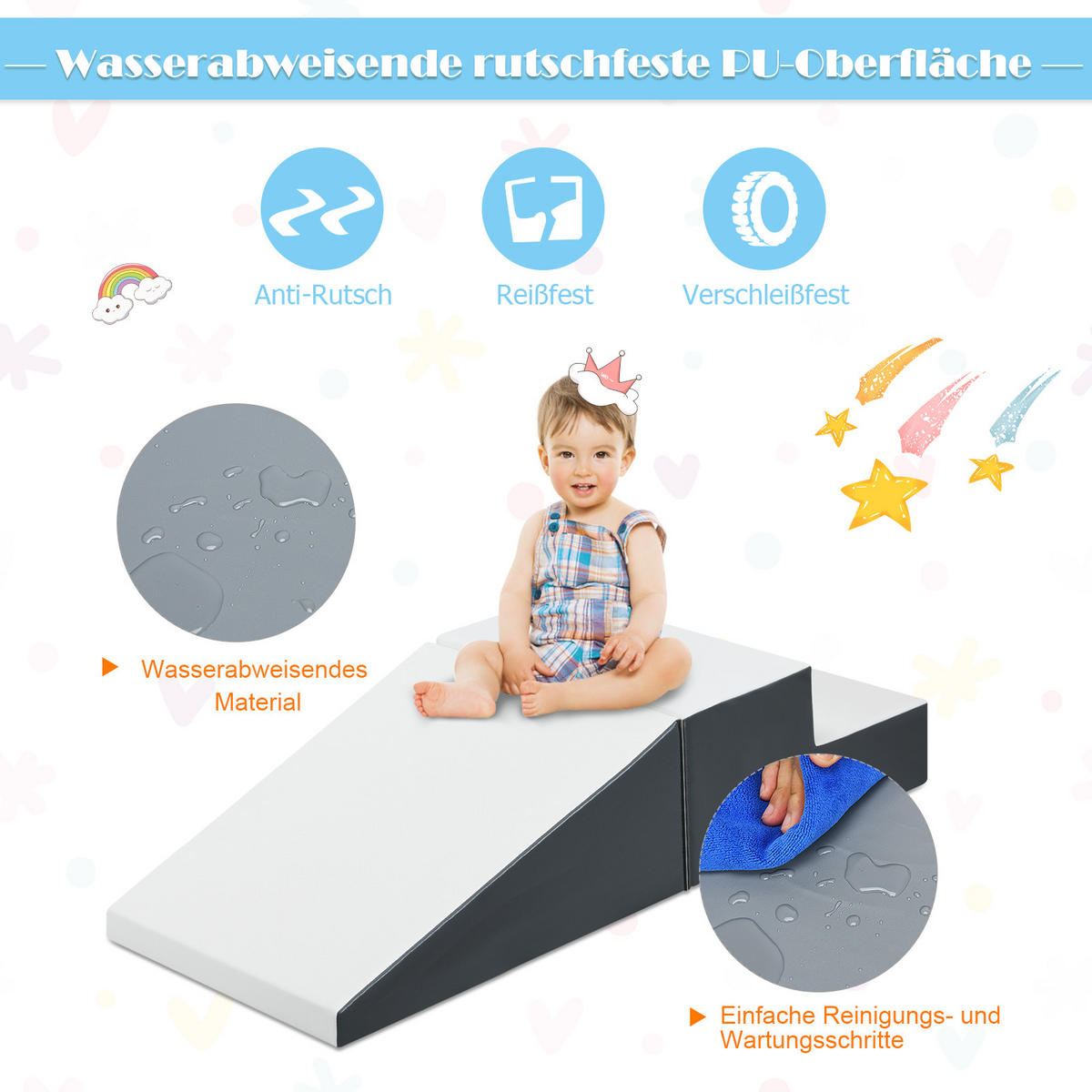 SOFTBAUSTEINE Weiß (2er-Set) - Weiß, Leder (50/26/50cm) - COSTWAY