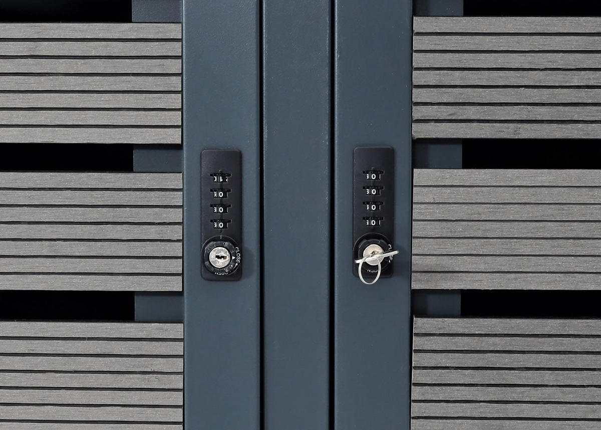 MÜLLTONNENBOX XL 2er-/4er HxBxT 119x140x102cm Anthrazit WPC Metall 86kg - Anthrazit, Metall (140/119/102cm) - PROREGAL