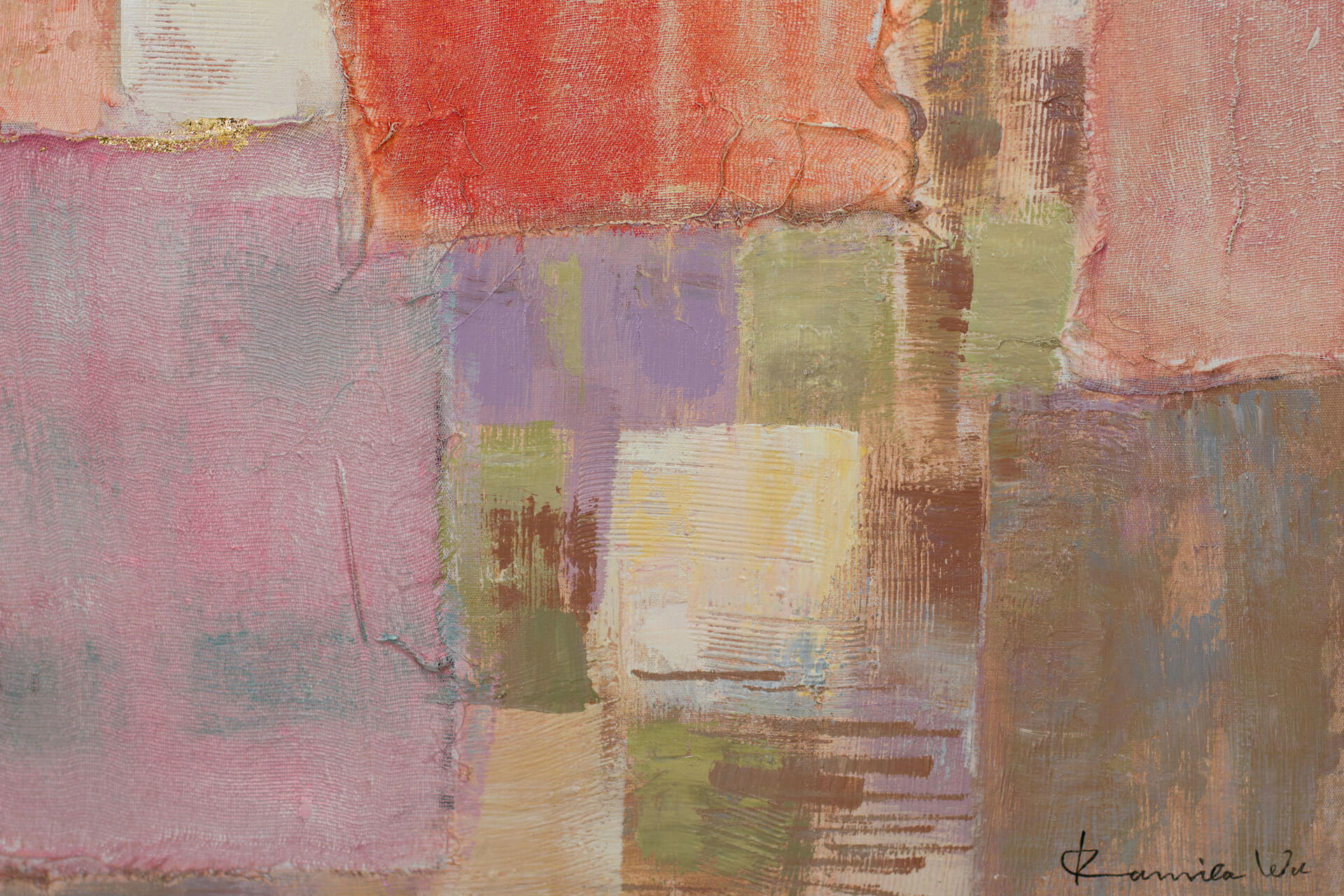 Thumbnail - Kunstloft Acrylbild, Pink, Beige, Textil, 83x123 cm, Handmade Quality, Bilder und Zubehör, Wandbilder, Gerahmte Bilder