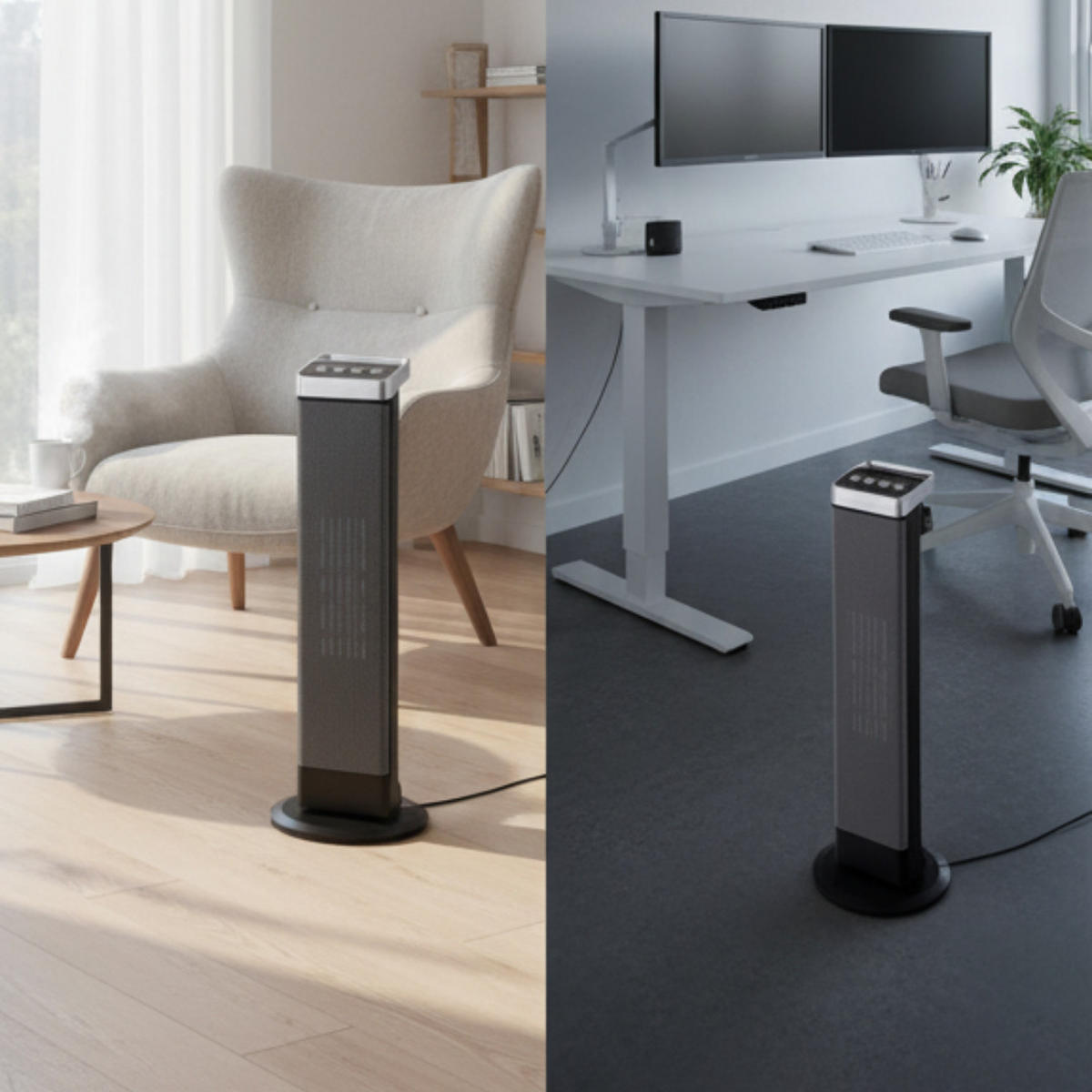 HEIZLÜFTER Elektro 2000 W Thermostat Tragbar Schwarz - Grau, Kunststoff (18/13/23cm) - JUNG