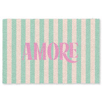 FUSSMATTE Rosa – Grün – Streifen – Amore 180x120 cm - Mintgrün, Kunststoff (180/0.4cm) - MuchoWow