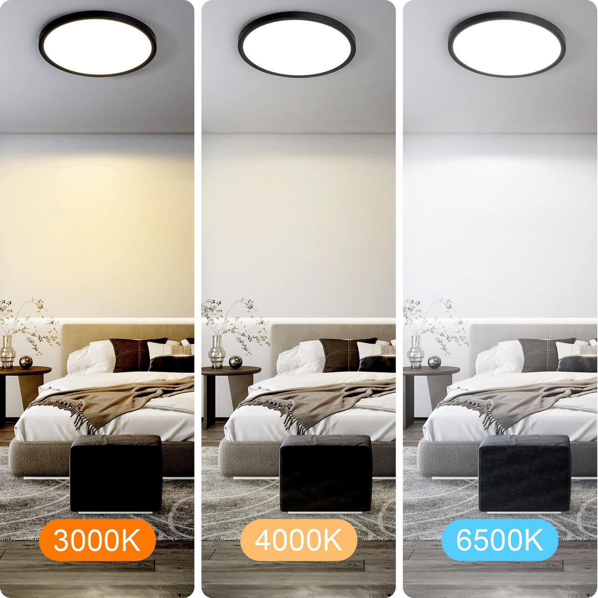 LED-DECKENLEUCHTE Maksymchuk 30/30/2.6 cm - Schwarz, Kunststoff (30/30/2.6cm) - Nettlife