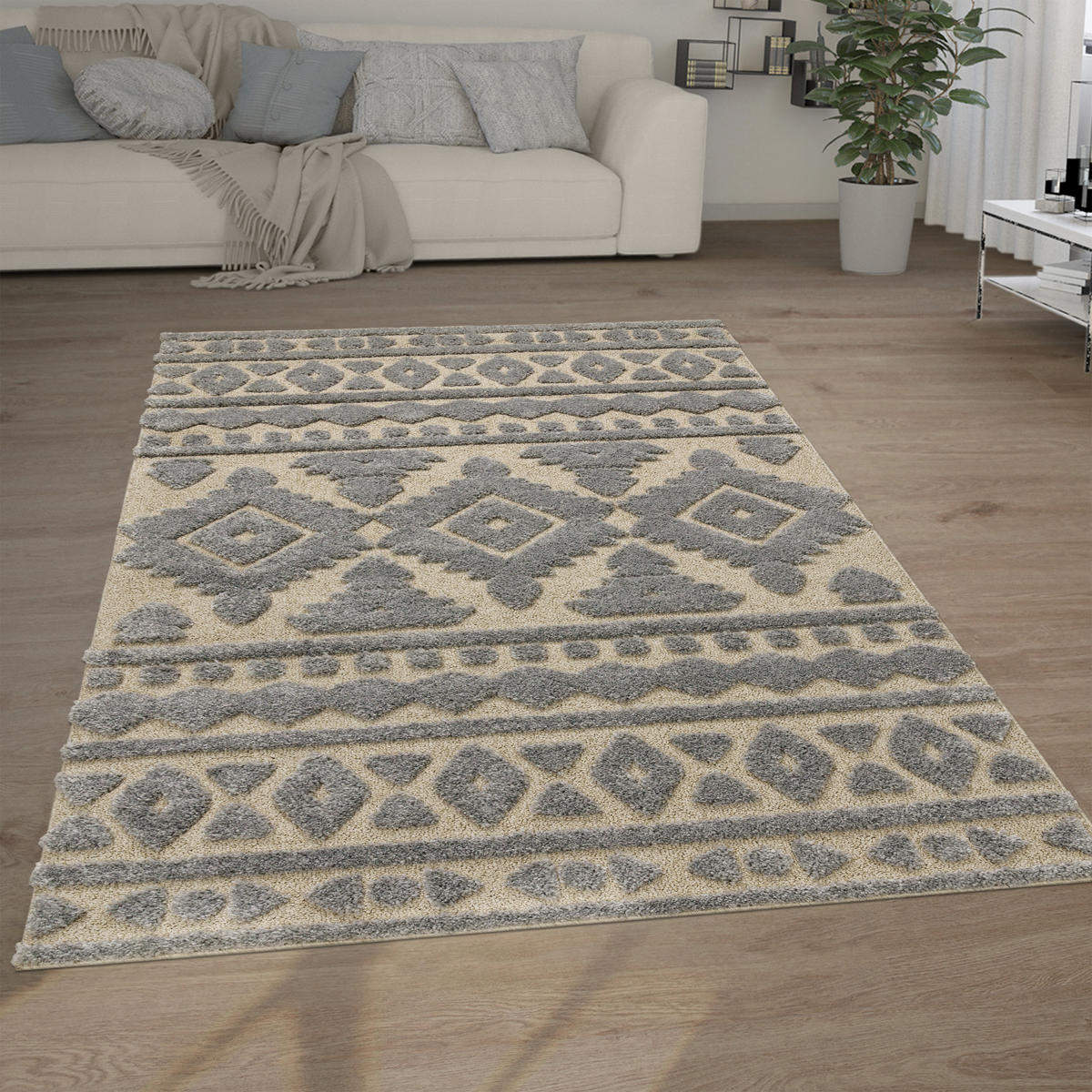 HOCHFLORTEPPICH 120/160 cm Genua 746 - Grau, Textil (120/160cm) - Paco Home