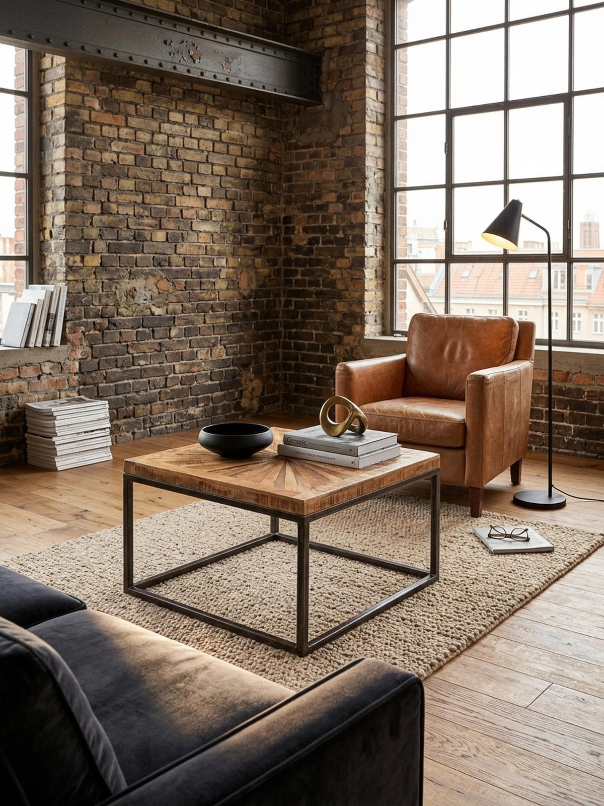 COUCHTISCH Mangoholz Modernes Design Große Ablagefläche Stabile Beine - Schwarz/Braun, Holz/Metall (55/55/40cm) - KADIMA DESIGN