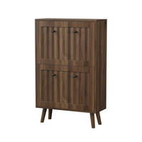 BOTNÍK dekor ořech a rýhovaný design s výklopnými přihrádkami a hloubkou 24 cm - barva vlašského ořechu, kompozitní dřevo (60/95/24cm) - Urban Meuble