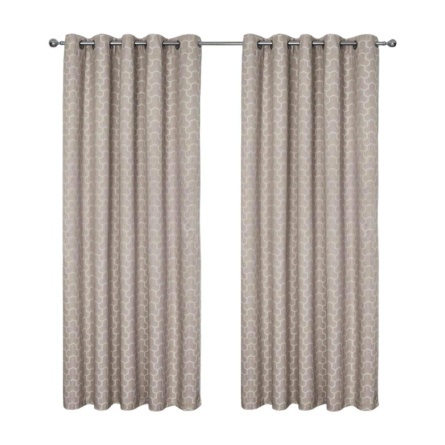 VERDUNKELUNGSVORHÄNGE geometrisch mit Thermo-Funktion, Ösen 117/137 cm - Naturfarben, Textil (117/137cm) - Homescapes
