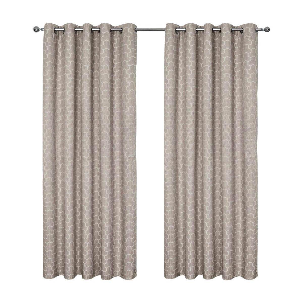 VERDUNKELUNGSVORHÄNGE geometrisch mit Thermo-Funktion, Ösen 117/137 cm - Naturfarben, Textil (117/137cm) - Homescapes