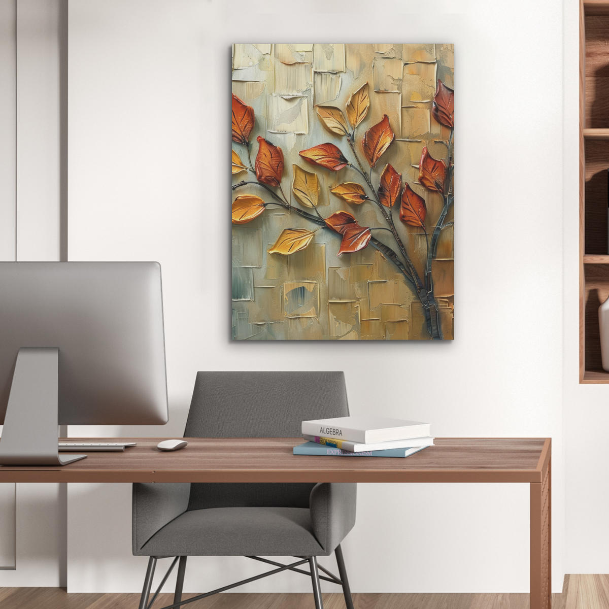 AKUSTIKPANEEL Baum - Abstrakt - Natur - Kunst 60x80 cm - Goldfarben, Textil (60/0.9/80cm) - MuchoWow