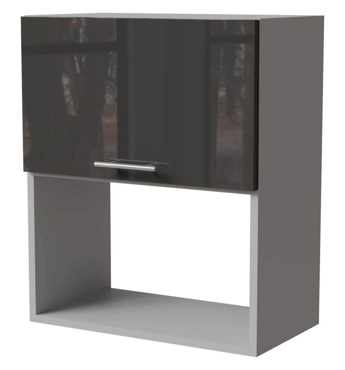 MIKROWELLENUMBAUSCHRANK Essen W2MK/60 Graphit Hochglanz / Grau Matt 60 / 32,5 / 72cm - Graphitfarben/Grau, Holz/Holzwerkstoff (60/32.5/72cm) - Feldmann-Wohnen