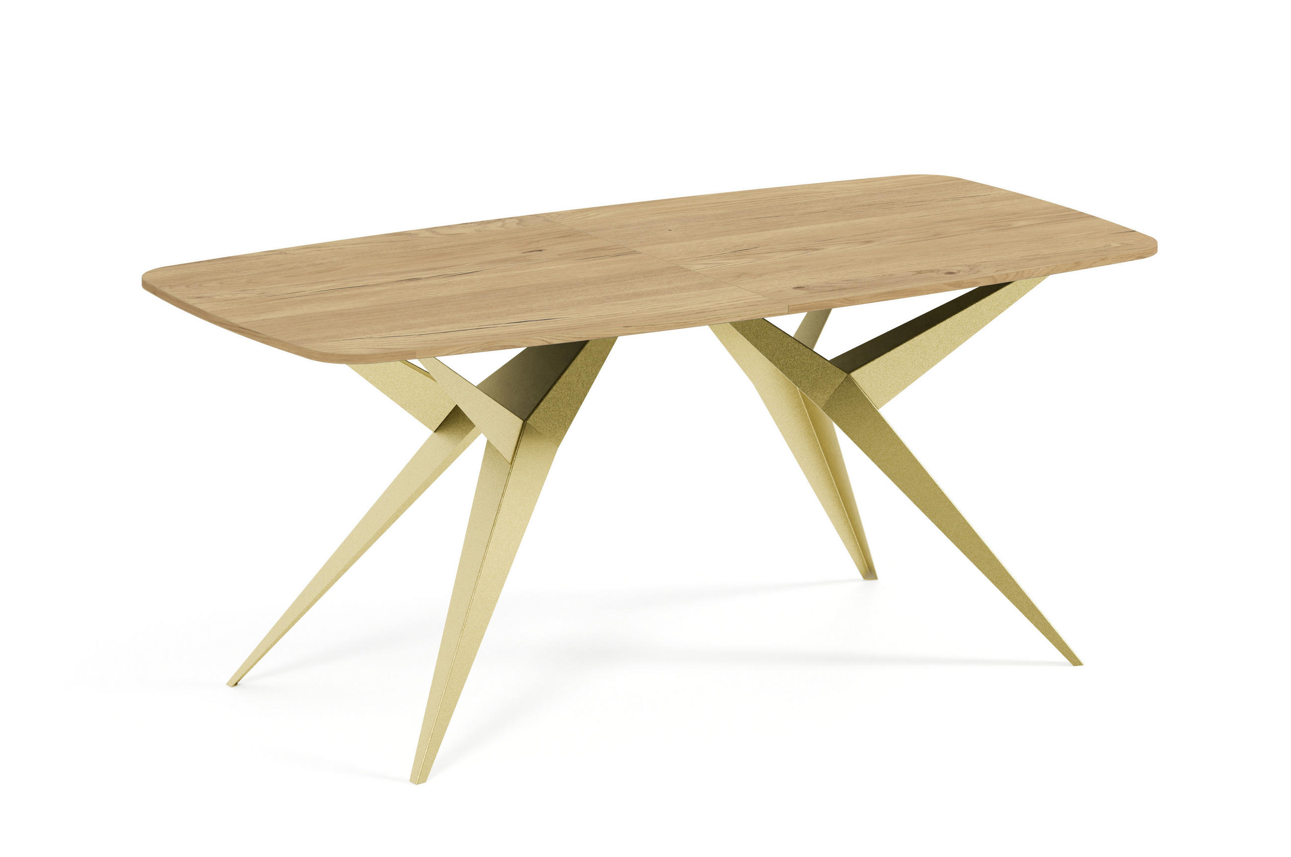 ESSTISCH AXIS - Eichefarben/Goldfarben, Holzwerkstoff/Metall (90/180/76cm) - Meblini