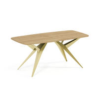 ESSTISCH AXIS - Eichefarben/Goldfarben, Holzwerkstoff/Metall (90/180/76cm) - Meblini
