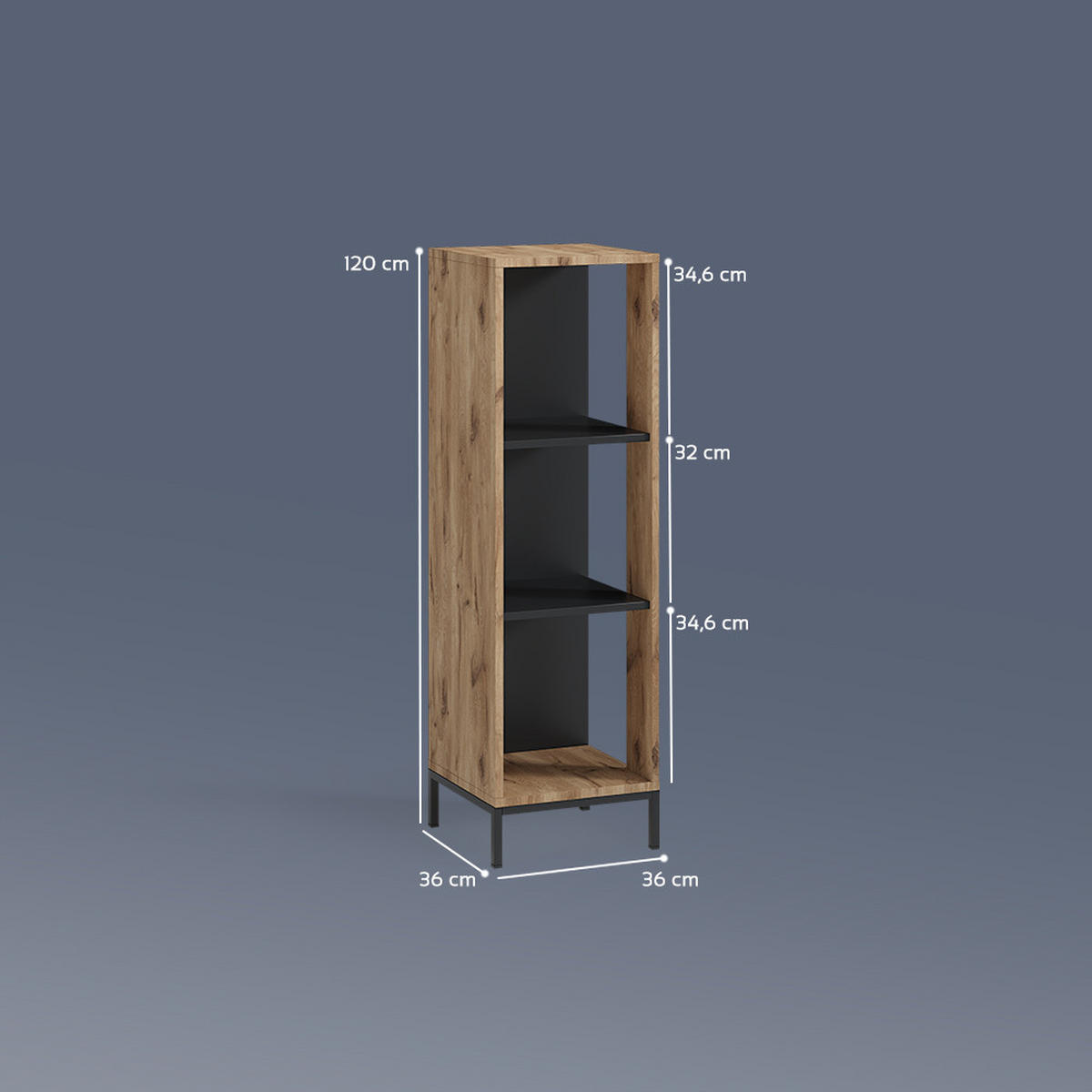 POLICA ZA CD Aterno Vikinški Hrast s 3 pretinca - boje hrasta, drvni materijal (36/120/36cm) - Livinity®