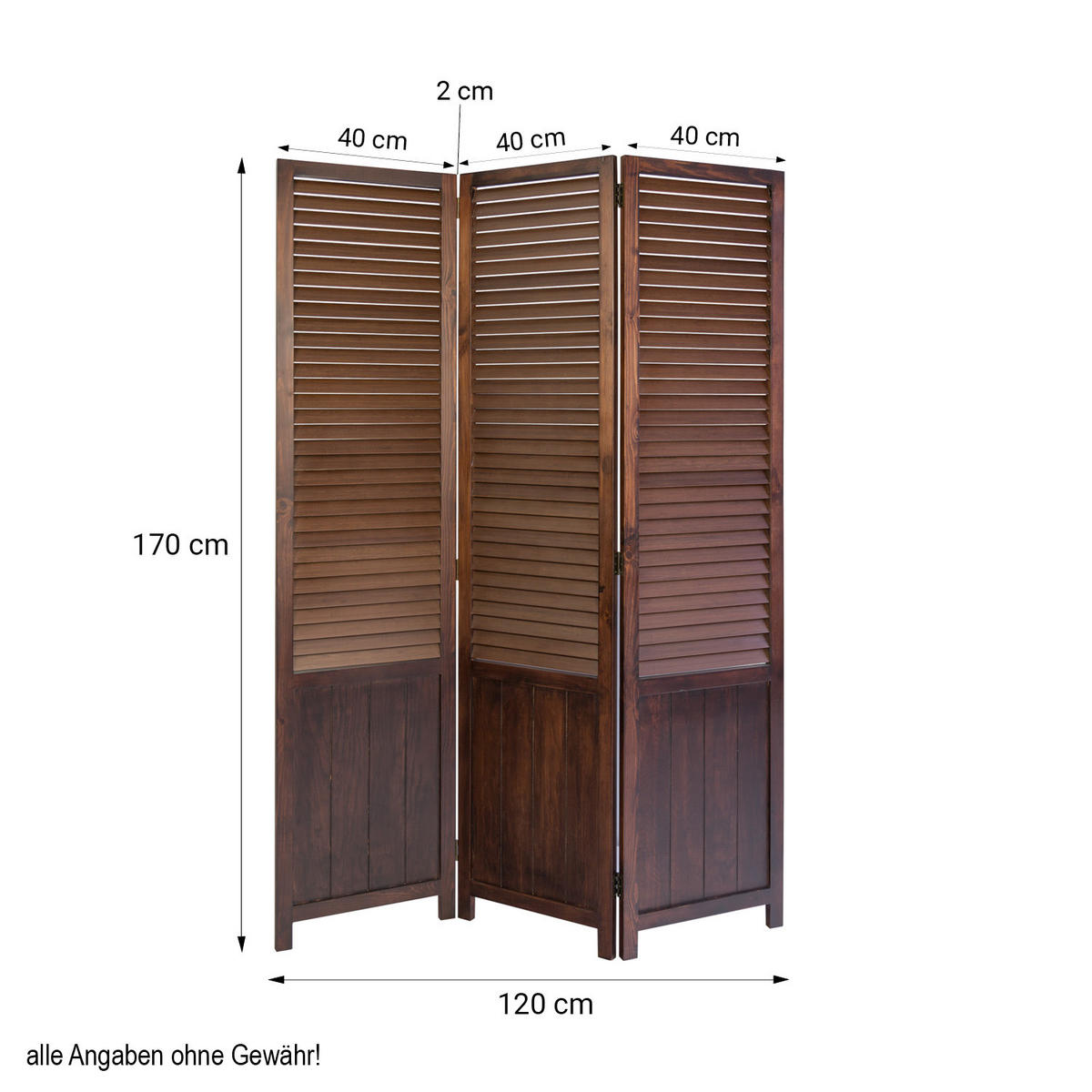 PARAVENT 120/170 cm Braun - Braun, Holz (120/170/2cm) - Homestyle4u