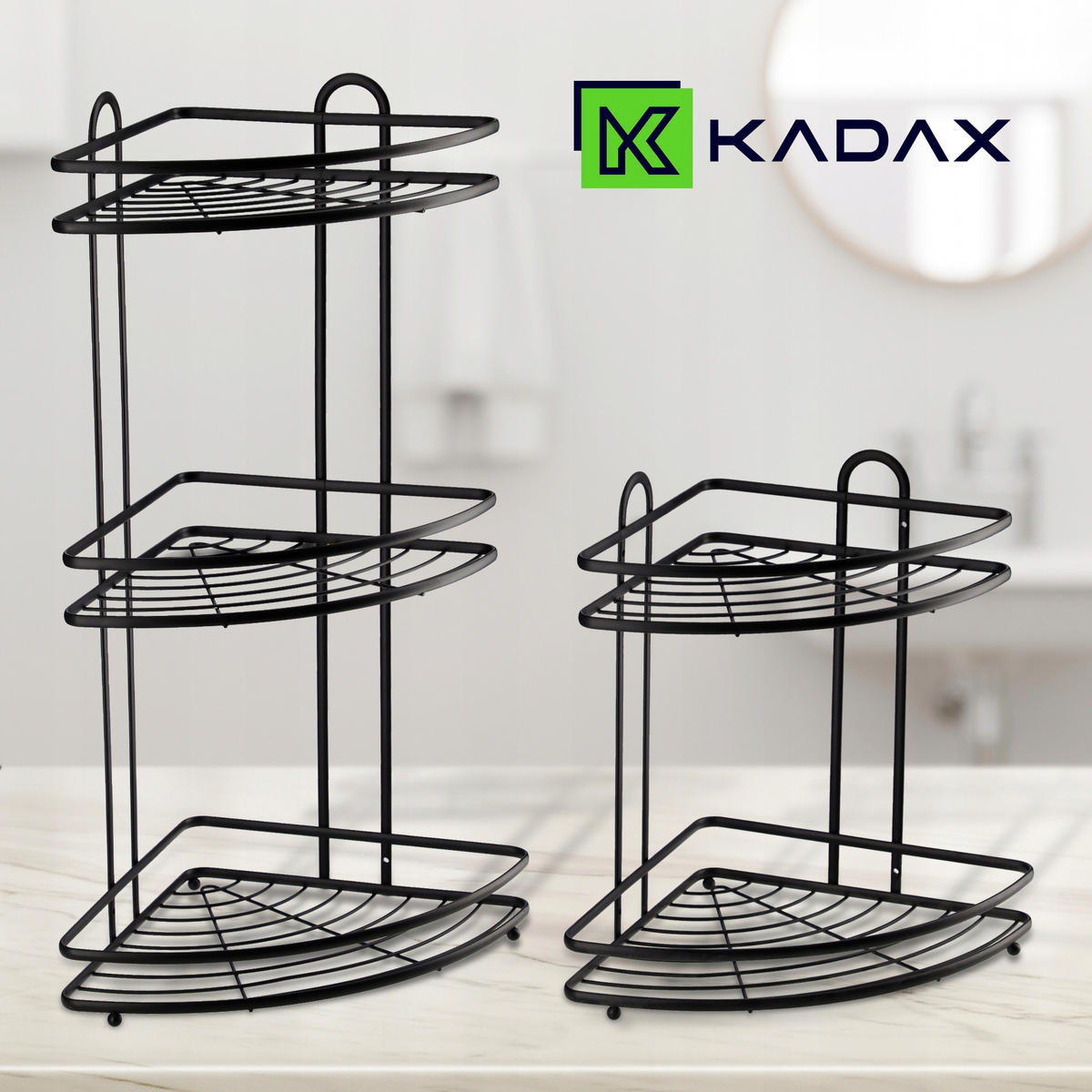 BADEZIMMER-ECKREGAL schwarz - Schwarz, Metall (26/58cm) - KADAX