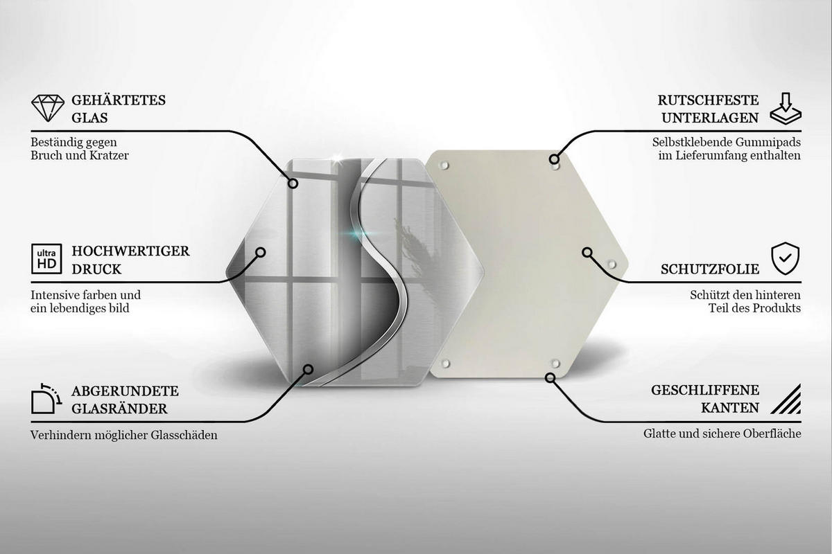 GLASPLATTE 40 cm Silber Metall Abstraktion - Chromfarben, Glas (40/40cm) - Wallfluent