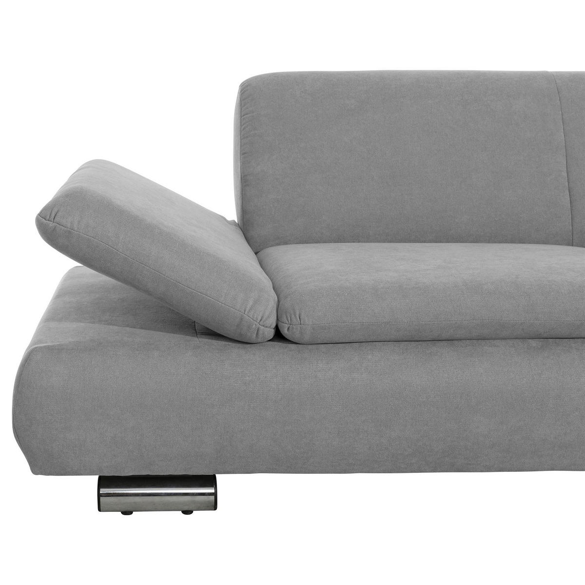ECKSOFA mit Ottomane rechts Kaye Flachgewebe hellgrau - Hellgrau, Kunststoff (190/270cm) - 58aufmkessel