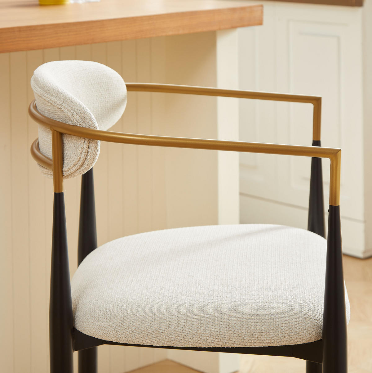 BARHOCKER 2er-Set Beige aus Stoff mit Armlehnen - Beige, Metall (56/23/109cm) - OKMYHOME