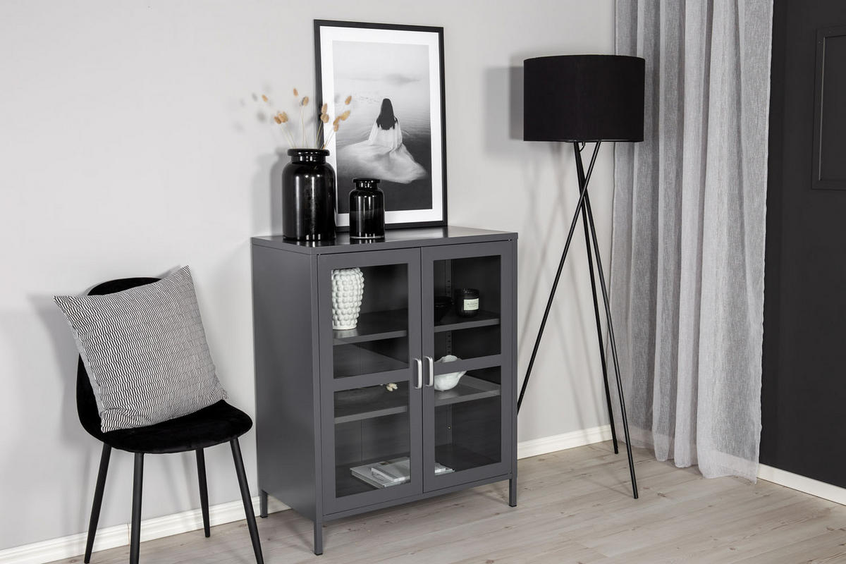 VITRINE hellgrau - Hellgrau, Holzwerkstoff (80/97/43cm) - ebuy24