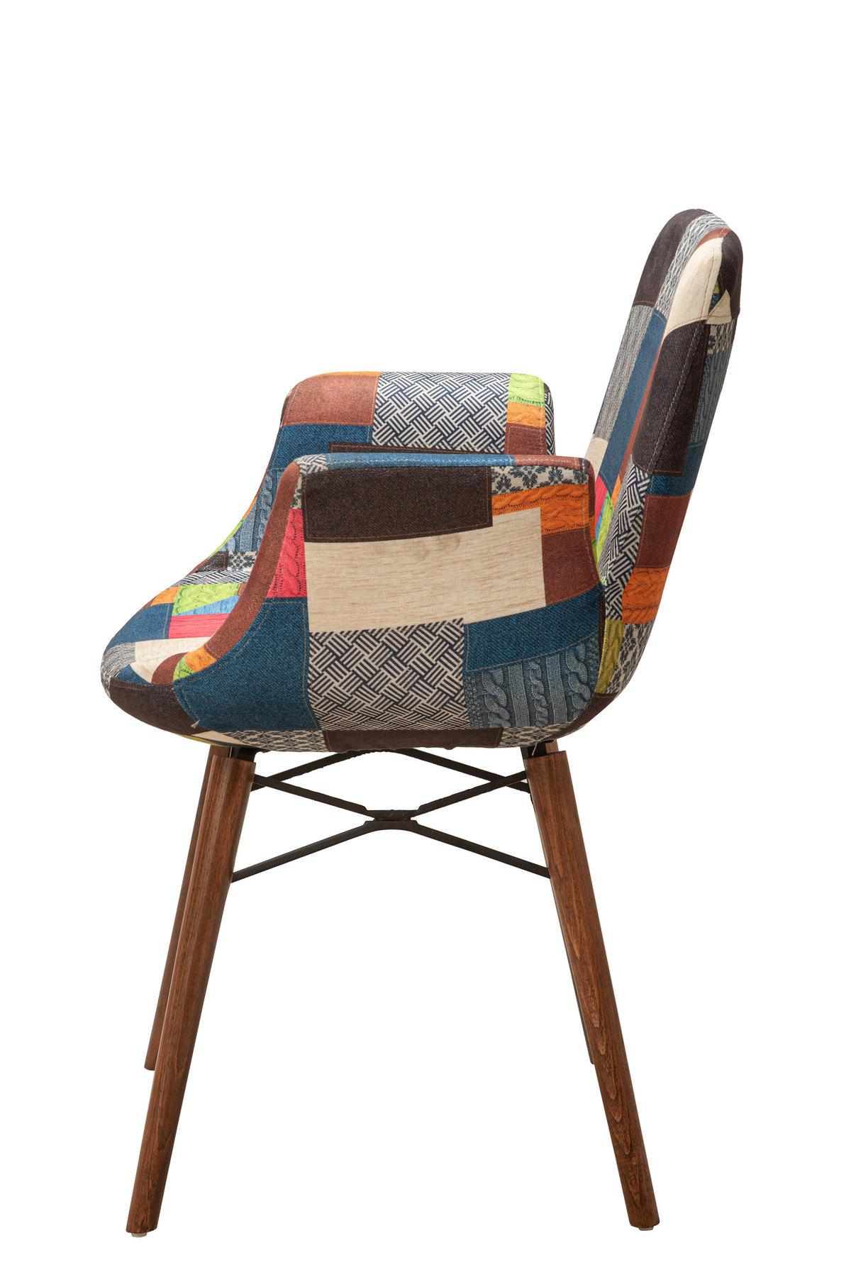 ARMLEHNENSTUHL ORLANDO mit Holzbeinen in multi-blau - Multicolor, Holz/Textil (61/82/52cm) - Stuhlmann