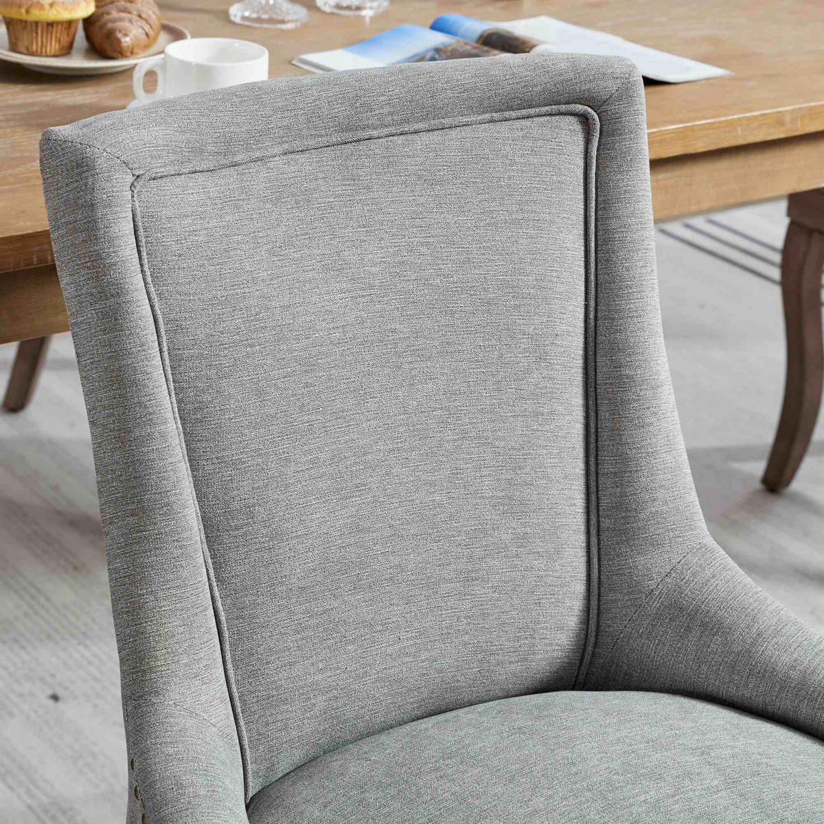 ESSZIMMERSTUHL 2er-Set mit Stoffbezug und Holzbeinen, Grau - Grau, Textil (61/92.5/55cm)