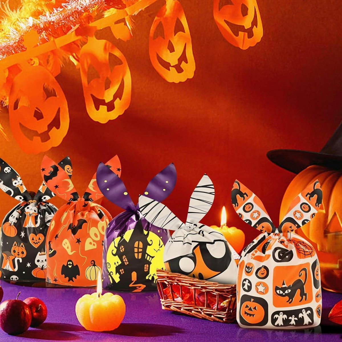 GESCHENKTÜTEN Halloween 120-teiliges Set mit Hasenohren - Multicolor, Kunststoff (34/58/34cm)