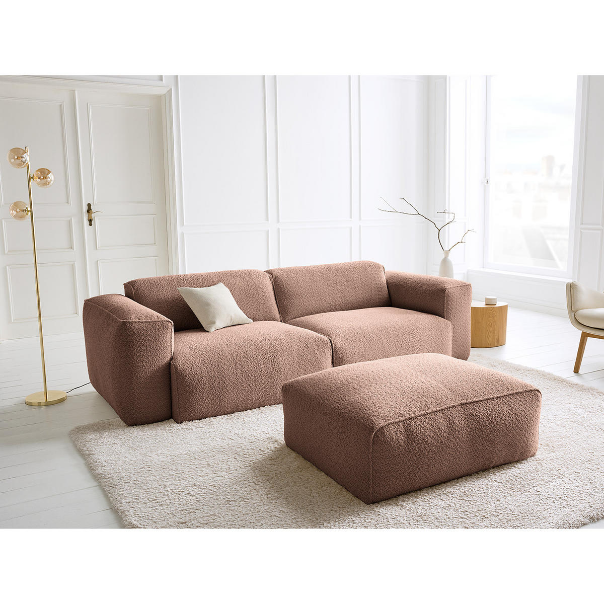 POLSTERHOCKER - Mauve/Schwarz, Kunststoff/Textil (81/38/100cm) - home24