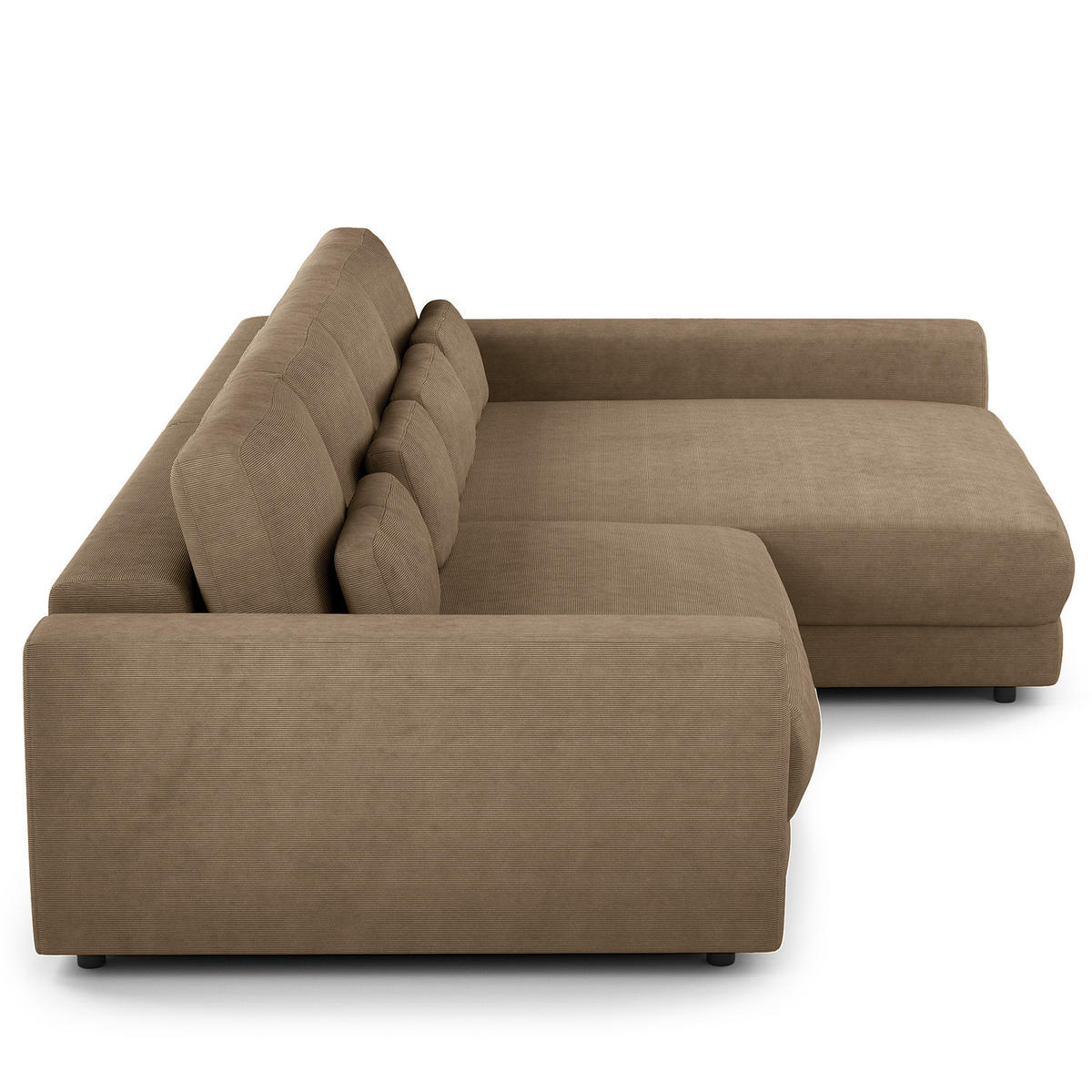 ECKSOFA mit XXL-Longchair - Taupe/Schwarz, Kunststoff/Textil (323/182cm) - home24