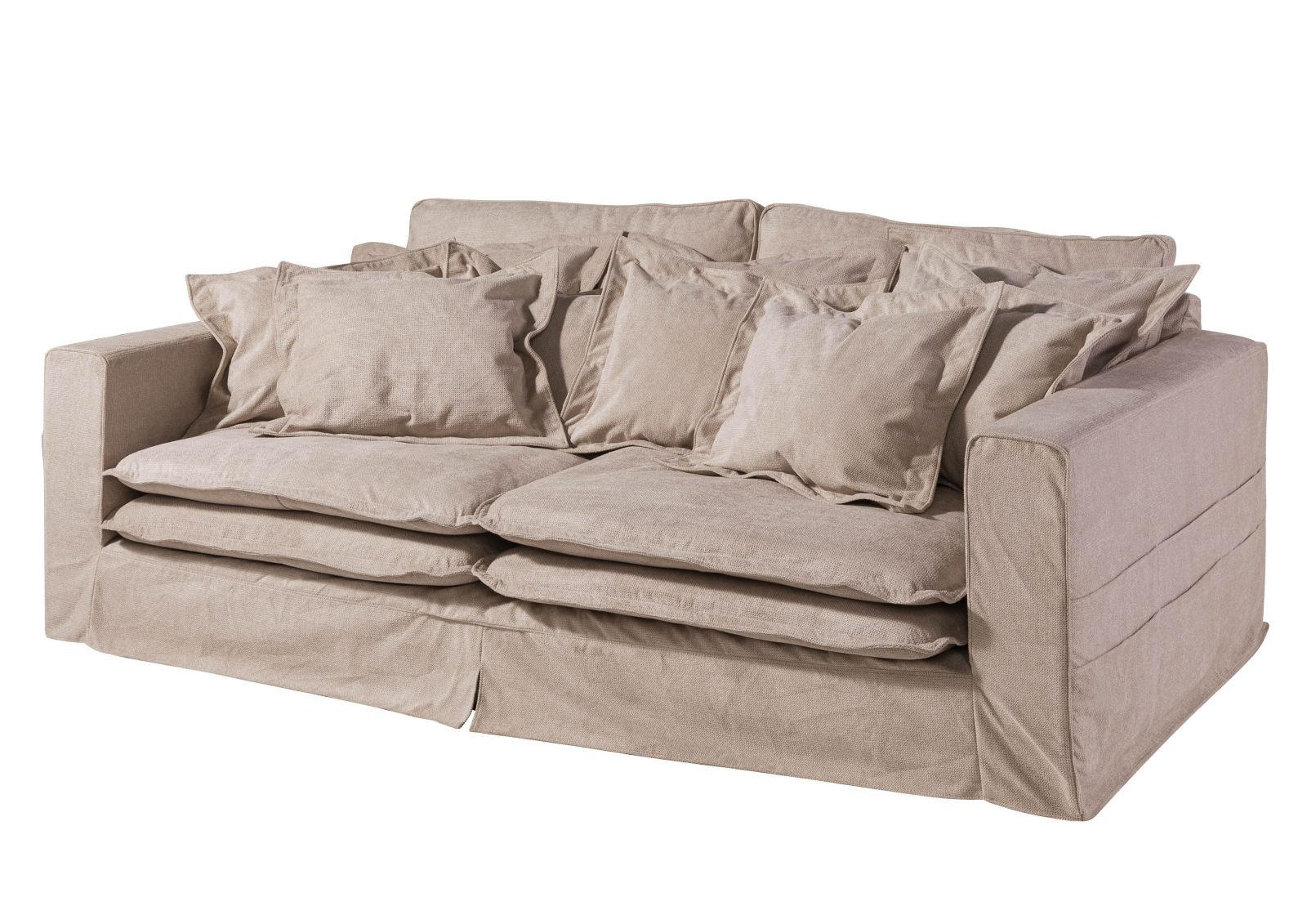 HUSSENSOFA 3-Sitzer 236x138x76 beige KINGSTON - Beige, Textil (236/76/138cm) - Massivmoebel24