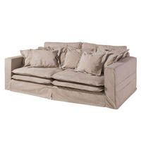 HUSSENSOFA 3-Sitzer 236x138x76 beige KINGSTON - Beige, Textil (236/76/138cm) - Massivmoebel24