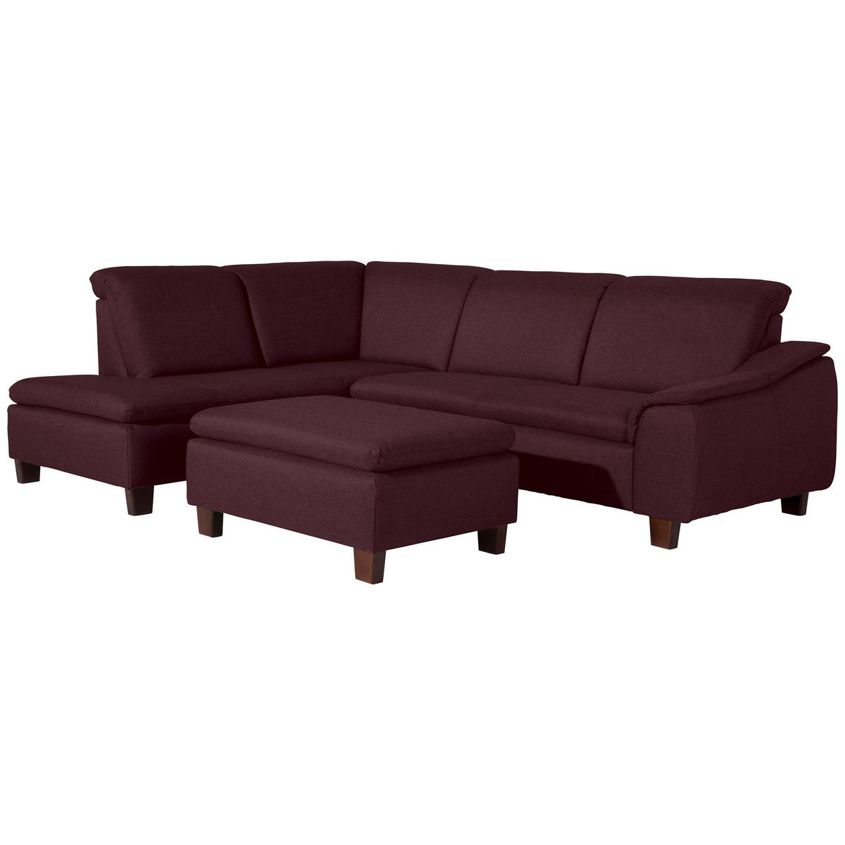 ECKSOFA mit Ottomane links Kaylil Flachgewebe burgund - Bordeaux, Kunststoff (187/247cm) - 58aufmkessel