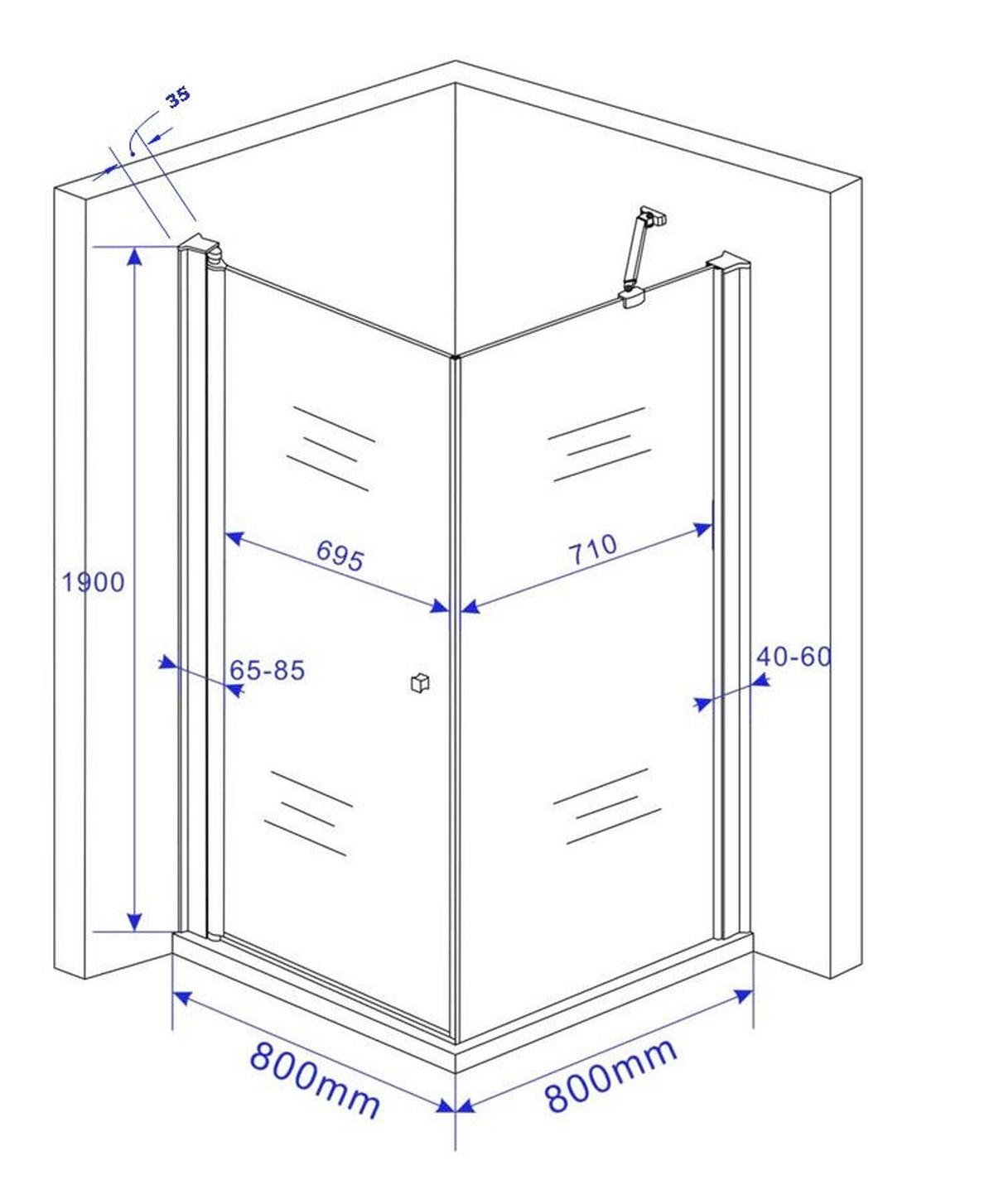 DUSCHKABINE DETO-FIX Klar 80 x 80 x 190 cm 6 mm ESG - Klar, Glas (80/80/190cm) - Glasdeals