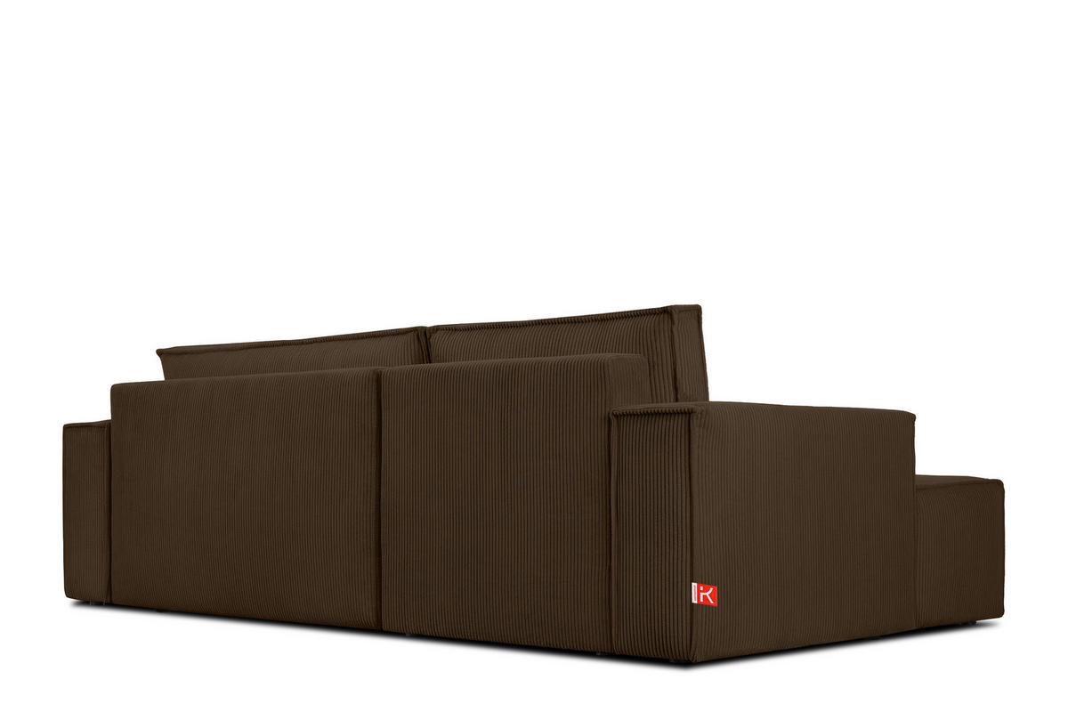 ECKSCHLAFSOFA-LINKS NAPI in Pet Friendly Cord-Stoff, dunkelbraun - Dunkelbraun/Schwarz, Textil (262/148cm) - KONSIMO®