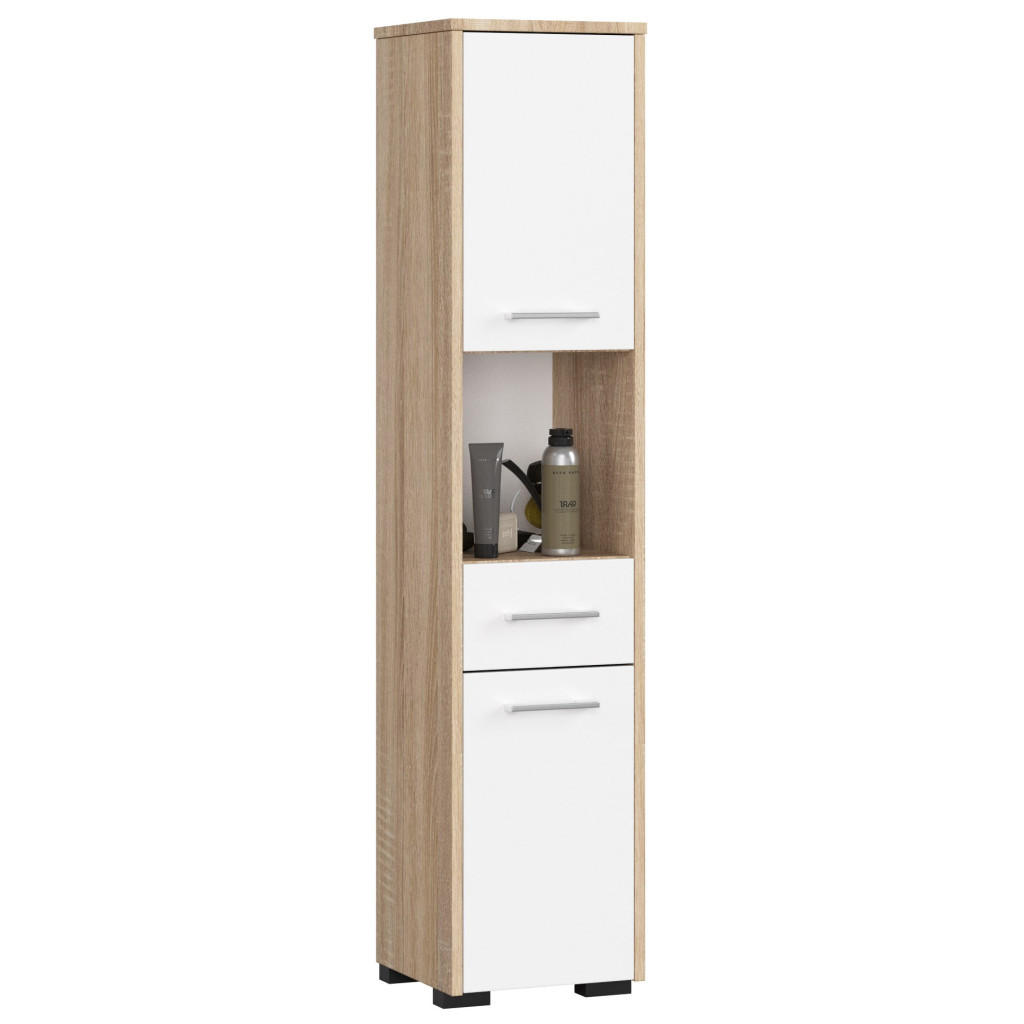Akord Hochschrank Sonoma Eiche, Weiß 30x140x30 cm