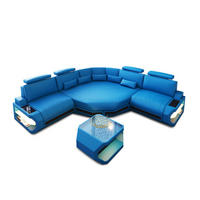 ECKSOFA Asti L Mini - Blau, Leder (280/280cm) - Sofa Dreams