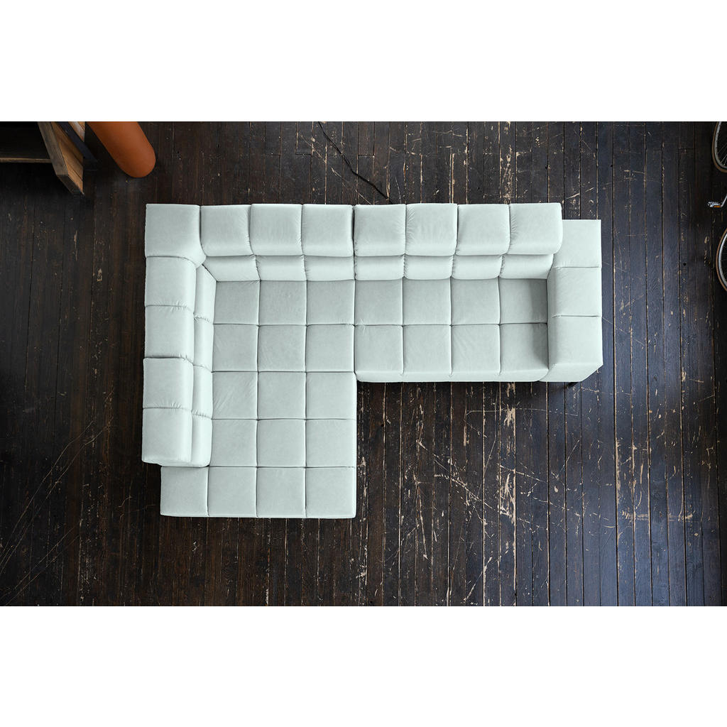 Thumbnail - Kawola Ecksofa, Hellblau, Leder, Echtholz, 4-Sitzer, Füllung: Komfortschaum, Ottomane links, L-Form, 321x216 cm, Wohnzim...