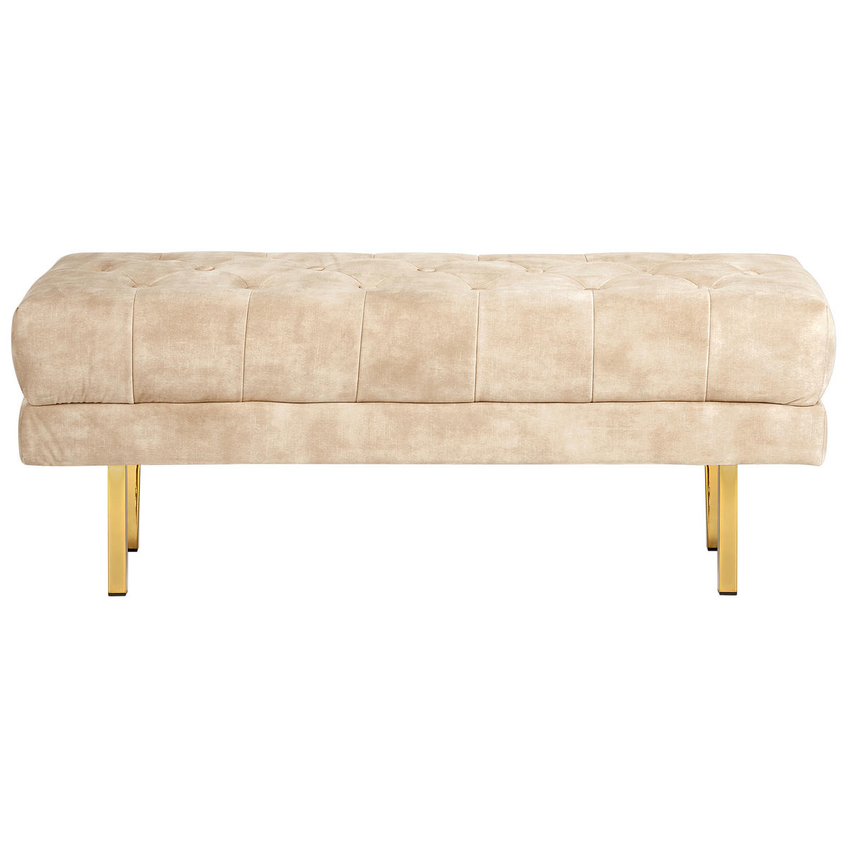 BANK Beige/Gold Roseville - Beige/Goldfarben, Holz/Textil (117/44/40cm) - Beliani