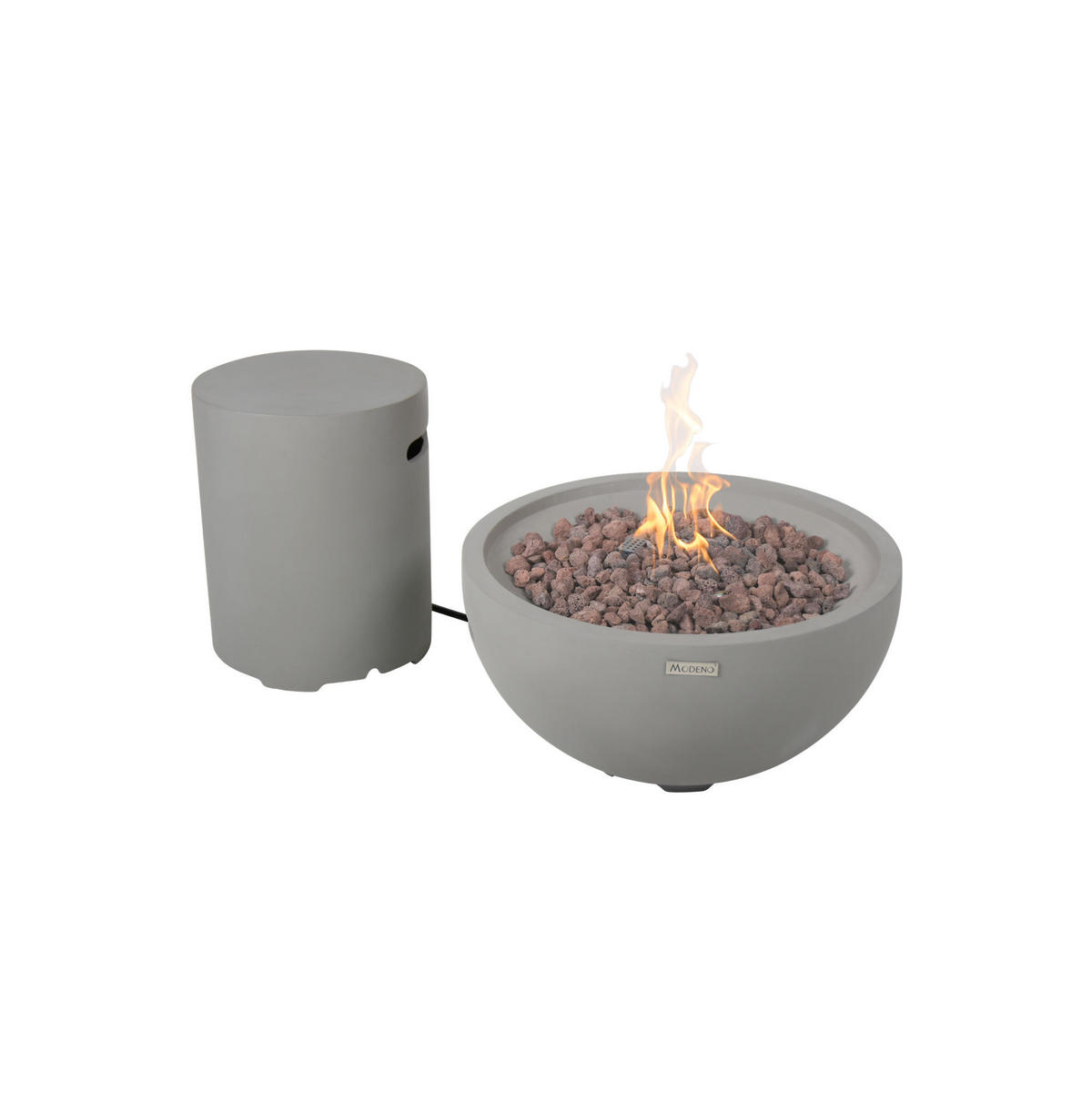 FEUERTISCH Nantucket Gasfeuerstelle aus GF-Beton - 2-tlg. Set inkl. Gasflaschen-Abdeckung - Hellgrau, Naturmaterialien (68/36/68cm) - Elementi