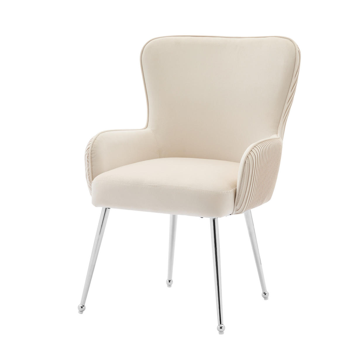 ESSZIMMERSTUHL 2er-Set Beige aus Samt mit Armlehnen - Beige, Textil (57/83/23cm)
