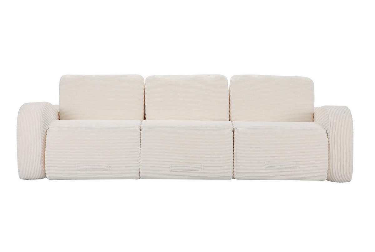 SOFA modular mit Schlaffunktion Cord Beige 3-tlg. - Beige, Kunststoff (115/76/247cm) - Meubliv