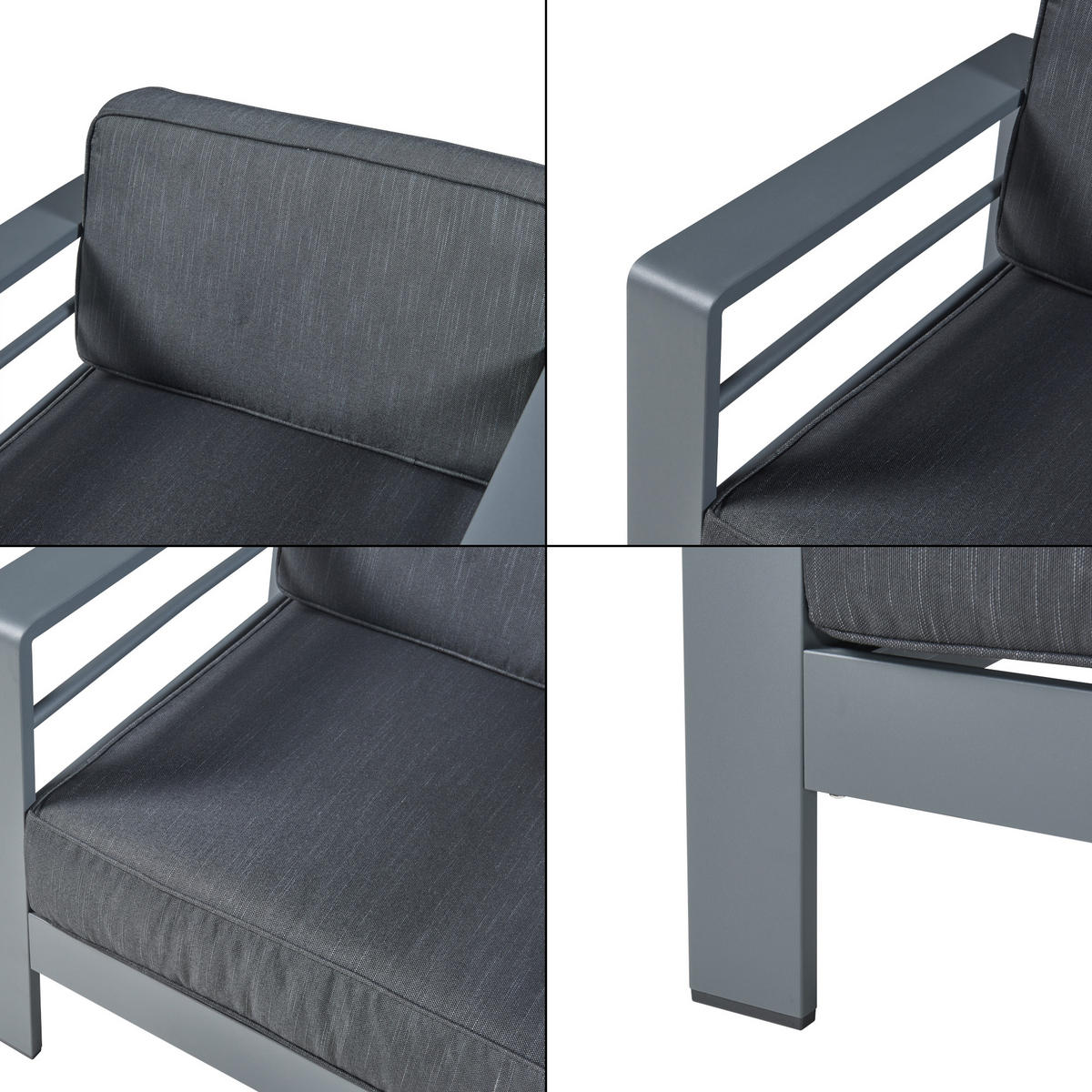 OUTDOOR-SESSEL Avise - Dunkelgrau/Anthrazit, Textil/Metall (81/62/70cm) - casa.pro