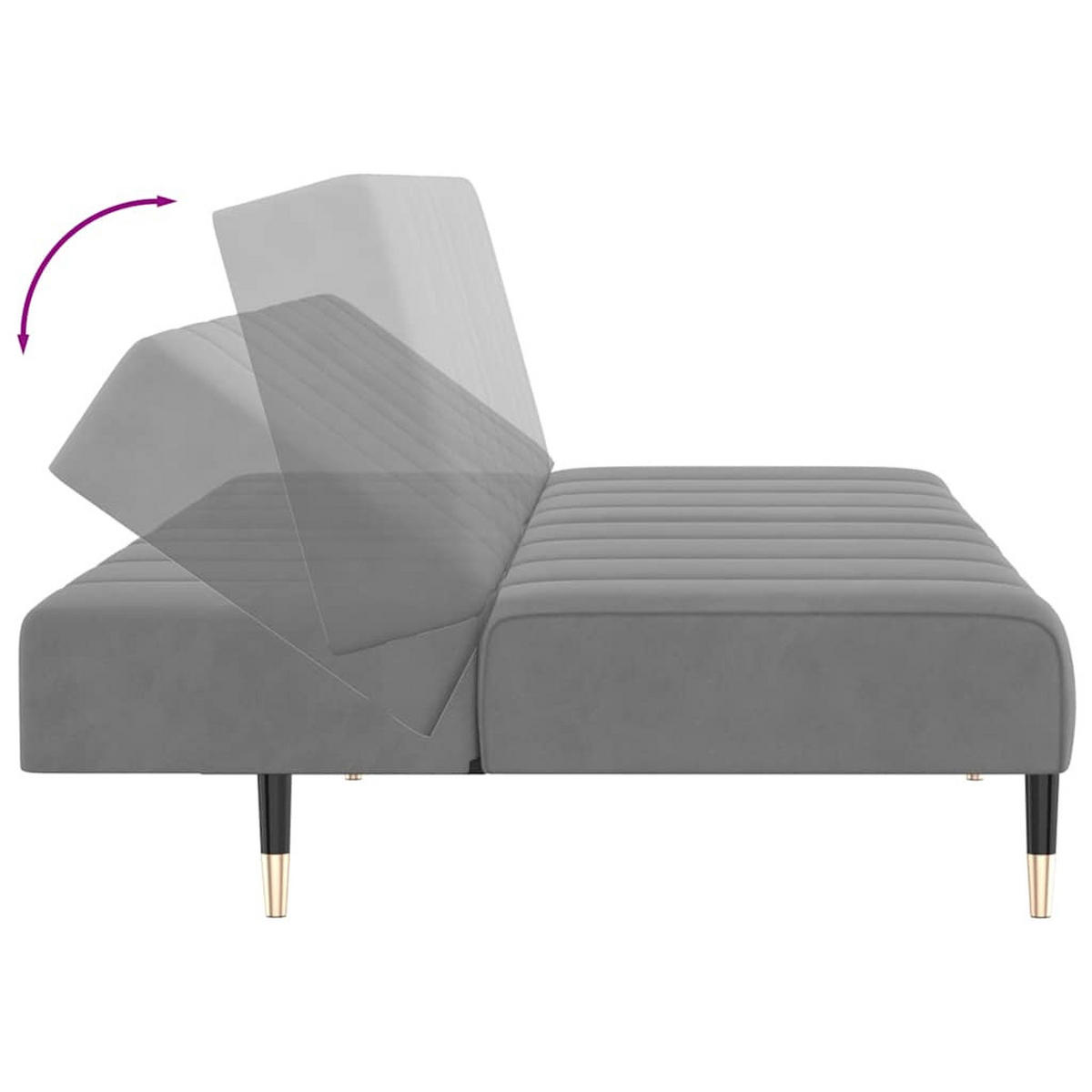 SCHLAFSOFA 2-Sitzer Hellgrau Samt - Hellgrau, Textil (100/69/200cm) - vidaXL