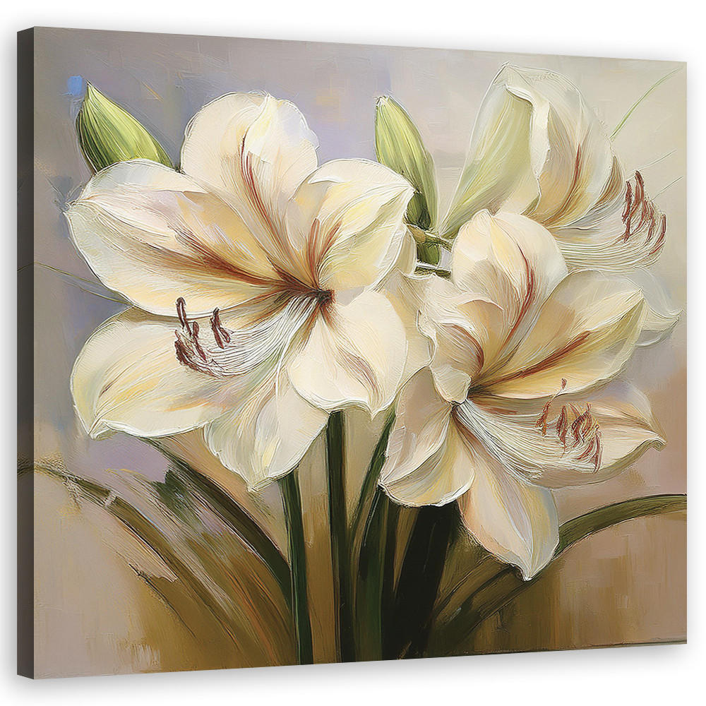 WANDBILD gemalte lilien blume - Weiß, Textil (50/50cm) - Feeby