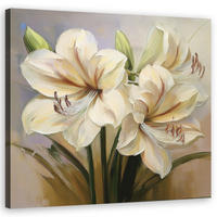WANDBILD gemalte lilien blume - Weiß, Textil (50/50cm) - Feeby