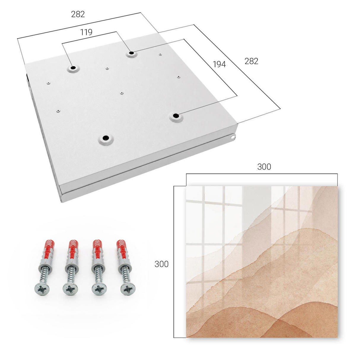 SCHLÜSSELBOX Weiß 30x30 cm – Türöffnung nach rechts - Beige Landschaften - Beige, Metall (30/30/5cm) - TULUP