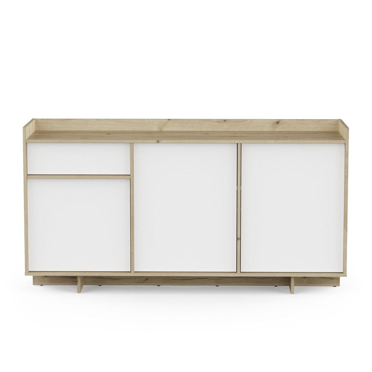 SIDEBOARD mit 3 Türen und 1 Schublade, Dekor Eiche royal und Weiß 157,4/35,9/82,3 cm - Apfelbaumfarben, Holzwerkstoff (35.9/82.3/157.4cm) - Calicosy