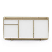 SIDEBOARD mit 3 Türen und 1 Schublade, Dekor Eiche royal und Weiß 157,4/35,9/82,3 cm - Apfelbaumfarben, Holzwerkstoff (35.9/82.3/157.4cm) - Calicosy