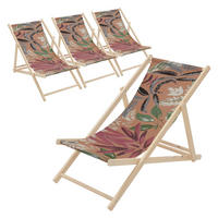 LIEGESTUHL 4er Set Floral Braun-Rot-Grün - Braun, Holz (57.5/83/100cm) - ECD-Germany
