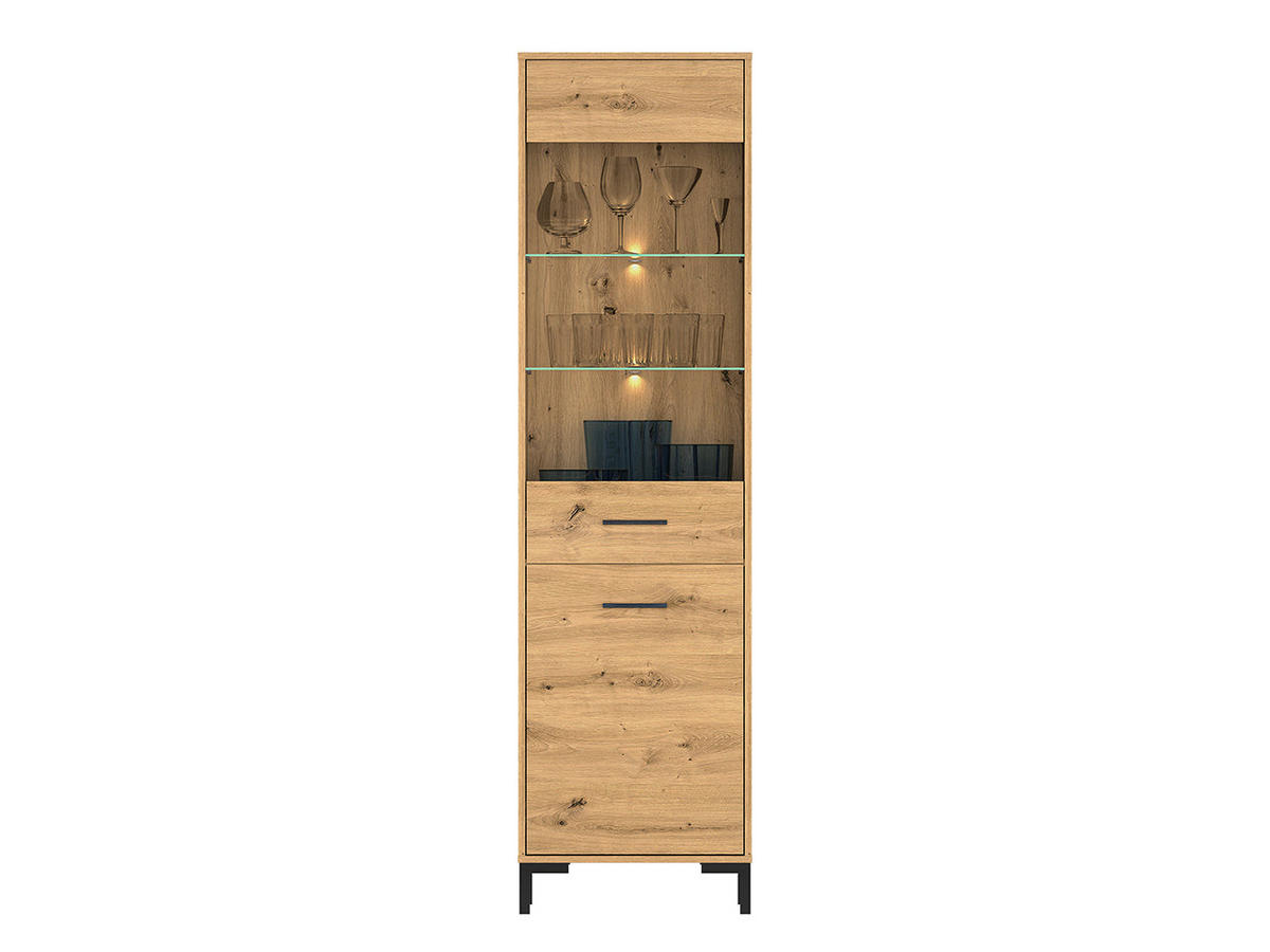 VITRINE – 55 cm – Nevio – Schwarz / Eichefarben – VI-016 - Eichefarben/Schwarz, Holzwerkstoff (55/200/40cm) - hi-markt