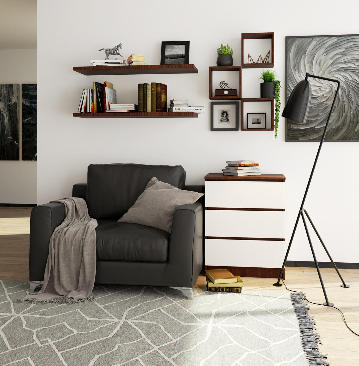 KOMMODE Dunkelbraun, Weiß 77/60/40 - Dunkelbraun/Weiß, Holzwerkstoff (60/77/40cm) - RAUMHIRSCH FURNITURE