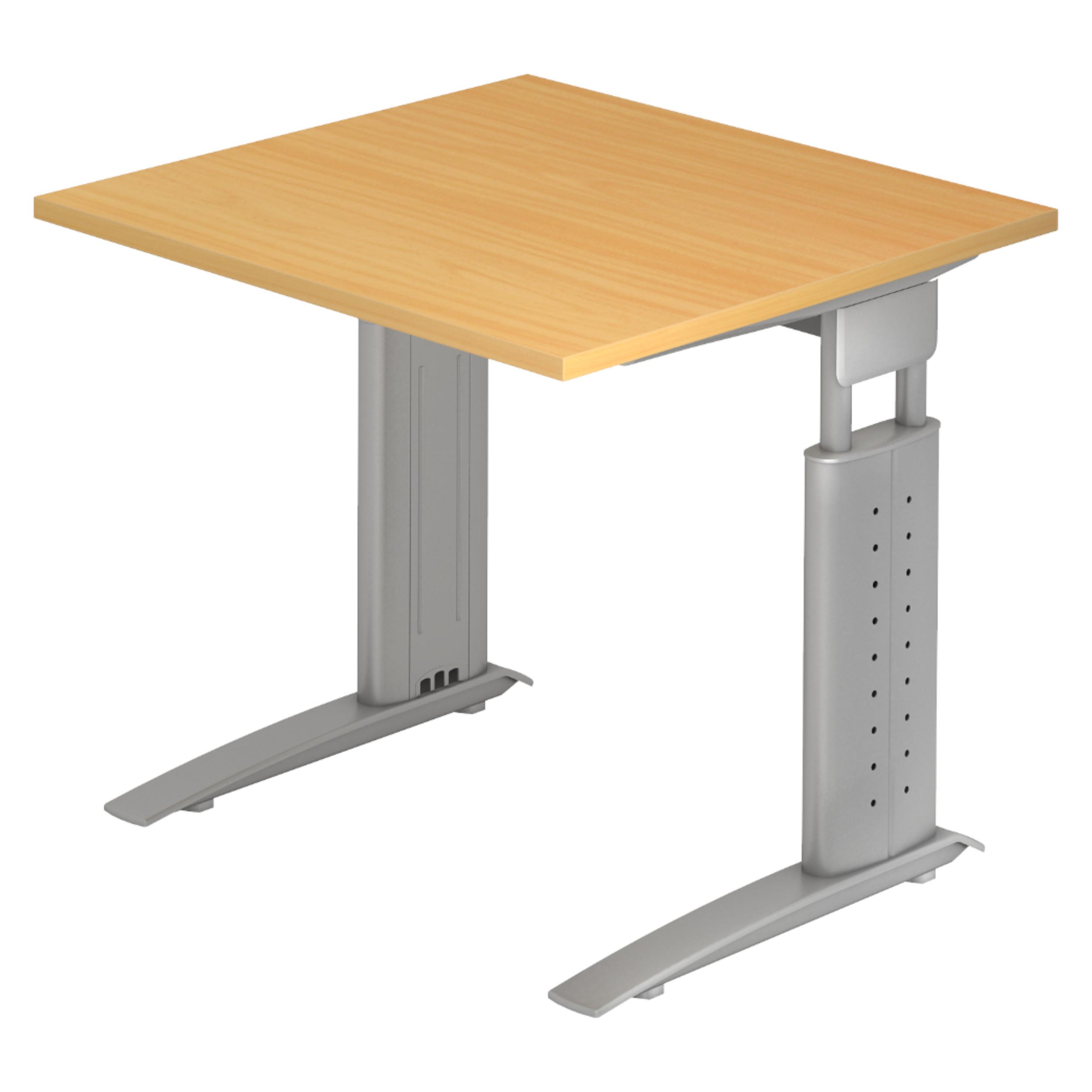 SCHREIBTISCH Serie-U 80/80/74 cm in Buchefarben/Silberfarbengrau - Buchefarben/Silberfarben, Holzwerkstoff (80/80/74cm) - bümö